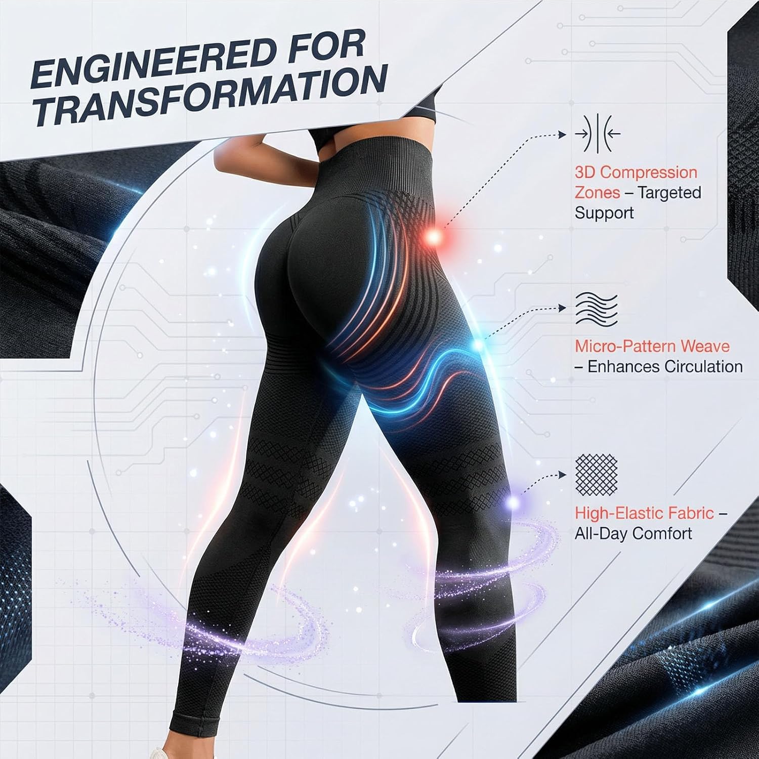 2026 Upgrade 3D Metabolic Booster Leggings,High Waist 3D Anti Cellulite Leggings for Women,for Workout,Yoga & Daily Wear - Image 2
