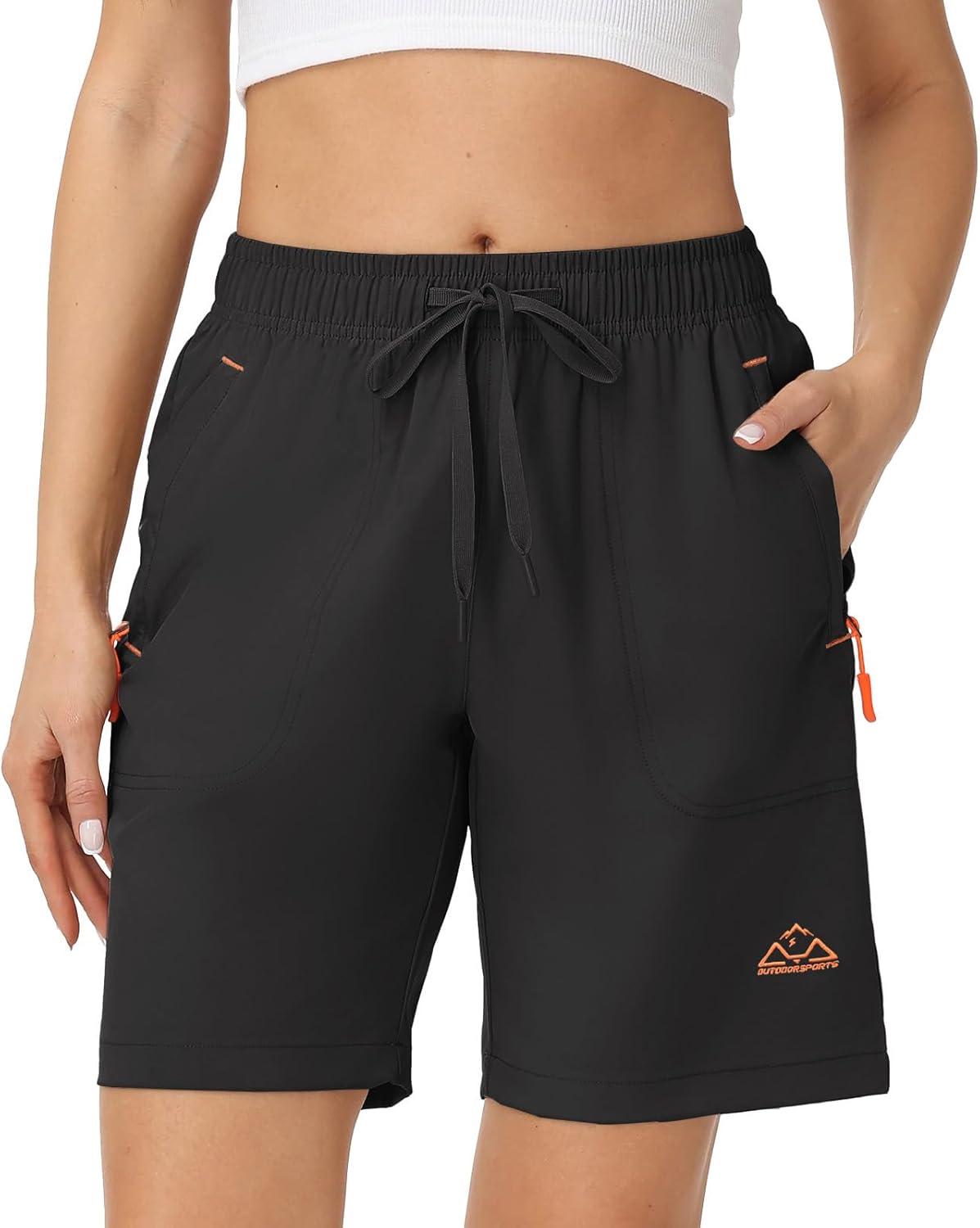 Gopune Women's 8" Hiking Shorts Lightweight Quick Dry Athletic Running Summer Shorts Water Resistant Zipper Pockets