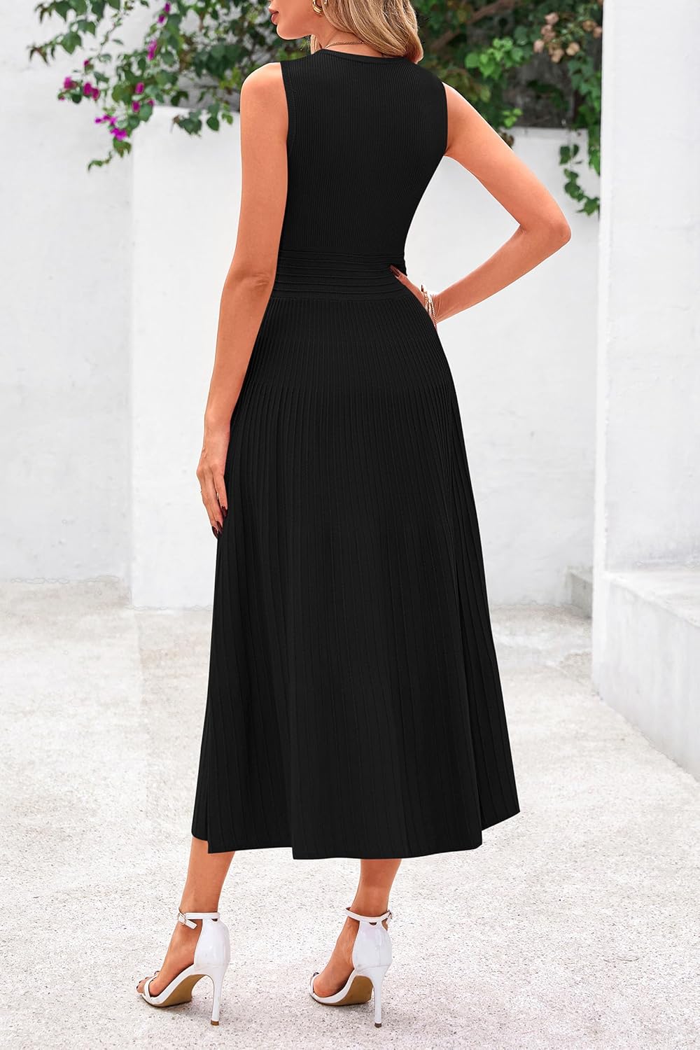 PRETTYGARDEN Spring Casual Dresses for Women 2026 Summer Business Work Midi Sleeveless A Line Pleated Cocktail Dress - Image 2