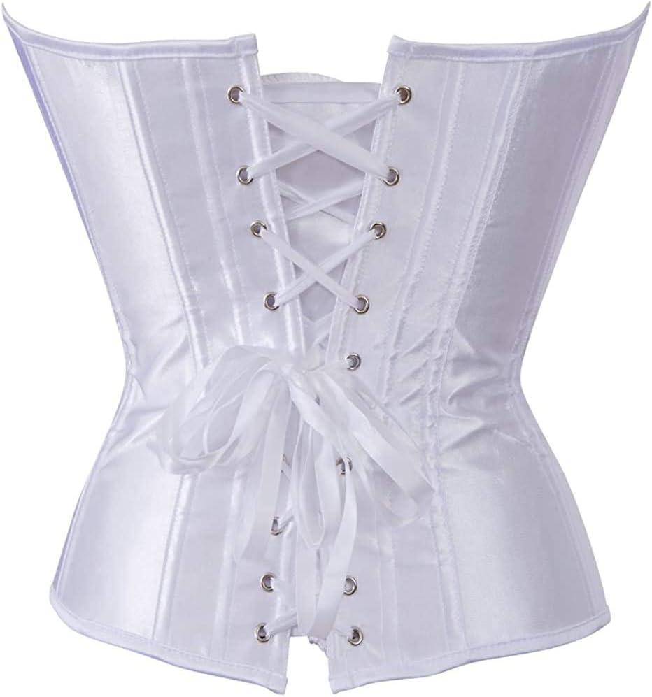HNGHOU Women's Bustier Corset Top Plus Size Satin Waist Cincher Overbust Bustiers - Image 2