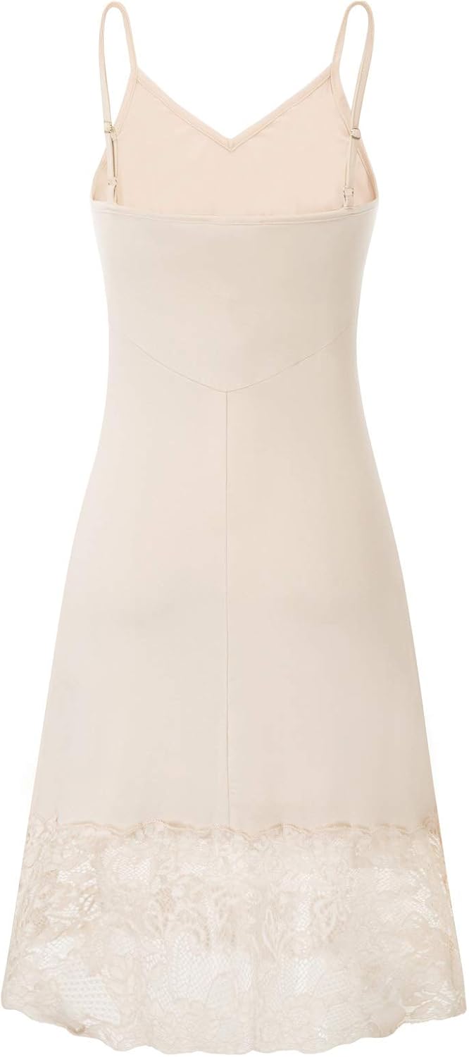 Belle Poque Full Slips for Women Under Dresses Simple Dress Slip Adjustable Spaghetti Strap Cami Dress - Image 2
