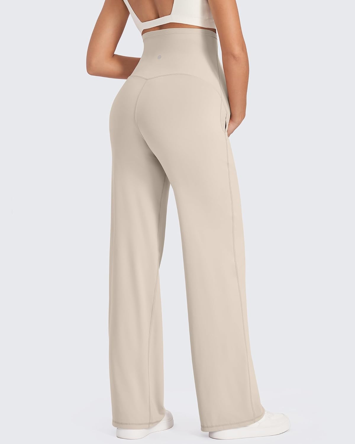 G4Free EverGoing Maternity Pants Over the Belly Yoga Dress Work Stretchy Lounge Pregnancy Wide Leg Trousers with Pockets - Image 2