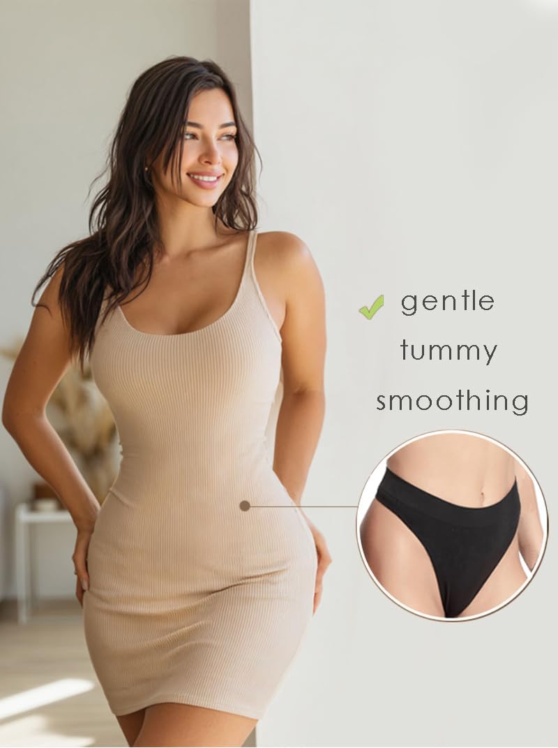 GRANKEE Women's High Waisted Breathable Seamless Thong Panties,No Show Workout Underwear,Comfortable Cotton Crotch,6 Pack - Image 3