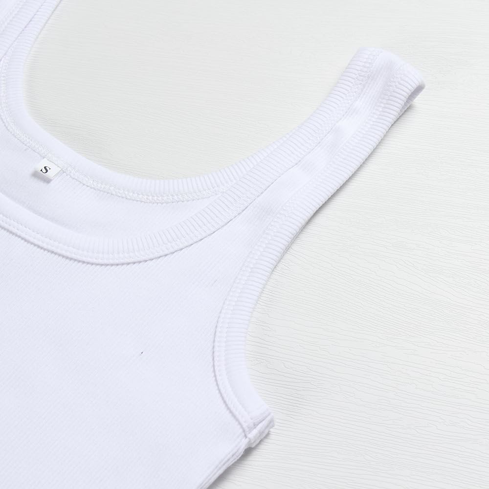 Artfish Women's Scoop Neck Sleeveless Knit Ribbed Fitted Casual Crop Tank Top - Image 3