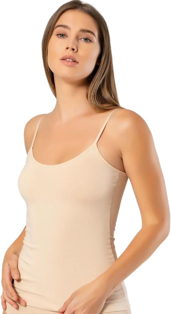VAVONNE Spaghetti Strap Camisole Tank Tops for Women, Basic Slim-Fit Cotton Cami Undershirts - Image 6