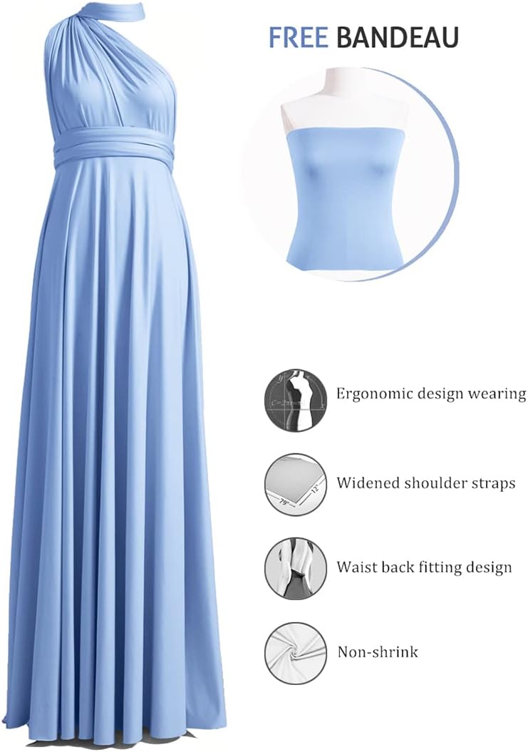 72styles Infinity Dress with Bandeau, Convertible Bridesmaid Dress, Long, Plus Size, Multi-Way Dress, Twist Wrap Dress - Image 3
