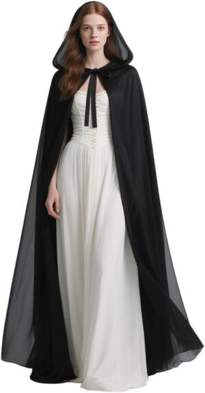 Chiffon Hooded Cloak Medieval Renai...