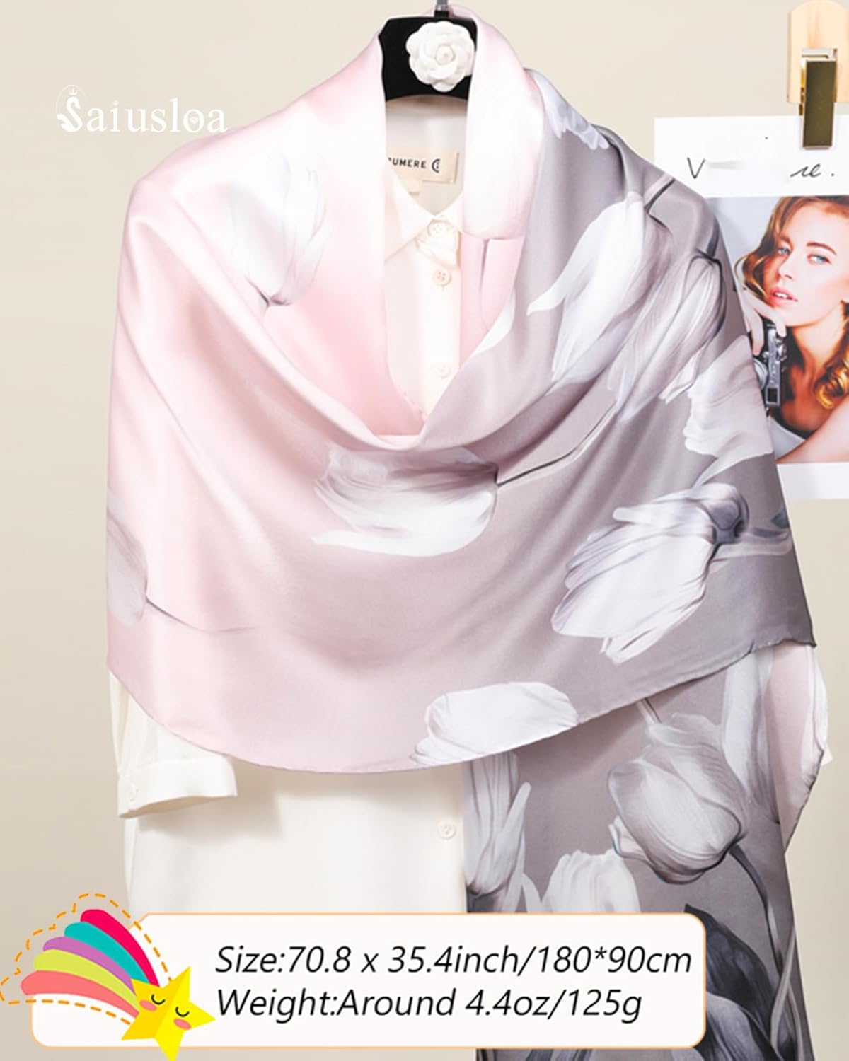Dress Scarves Shawl Wraps Long Silky Scarf for Women Dressy Fashion Lightweight for Decorative Formal Evening Gowns - Image 2