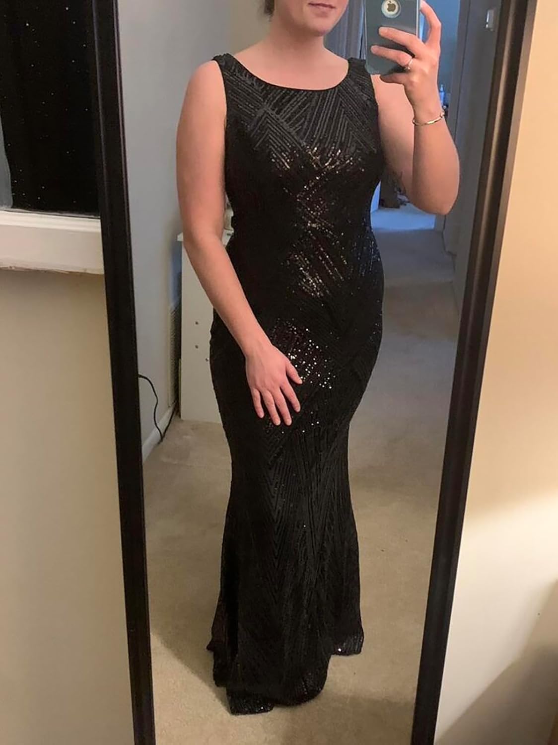 Glitter Formal Dresses Long Evening Gowns Bodycon Mermaid Sparkly Sequin Boat Neck Cocktail Party Dress - Image 5
