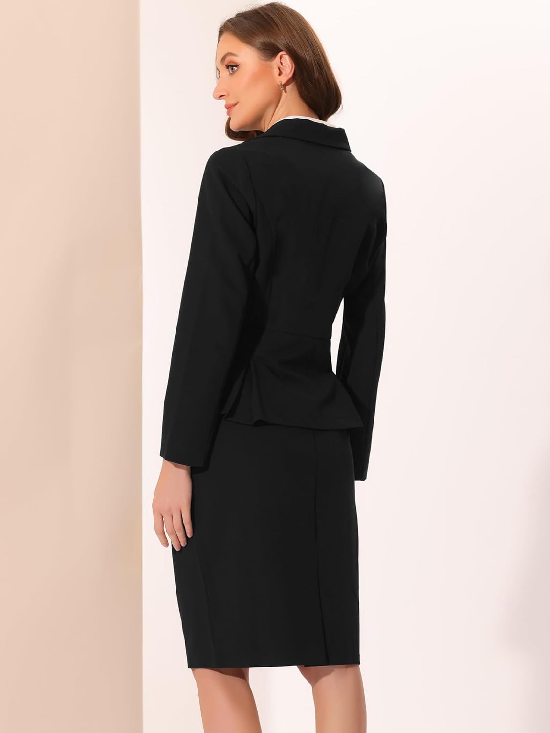 Allegra K 2 Piece Suit Skirt Sets for Women Blazer and Pencil Skirts Formal Office Business Casual Outfits - Image 3