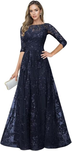 Lace Long Mother of The Bride Dress...