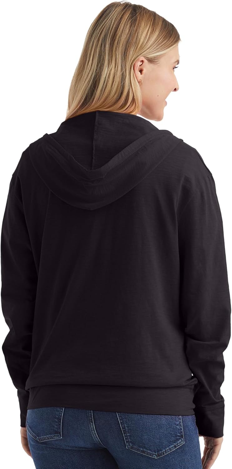Hanes womens Slub Knit Full-zip Hoodie, Textured Cotton Zip-up T-shirt Hoodie for Women - Image 2