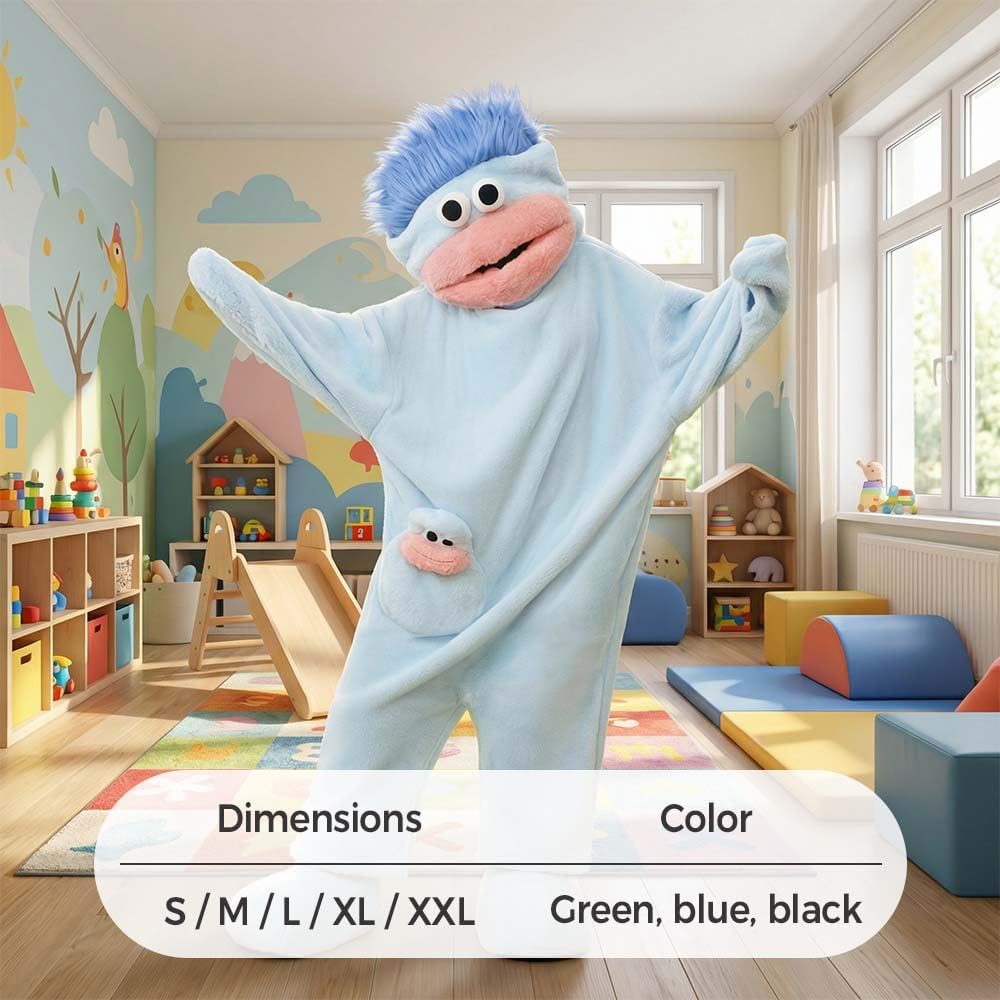 Silly Onesie, Funny Green Monster Hooded Fleece Onesie Pajamas, Big Mouth Monster Cozy Onesie Pajamas Adult - Image 6
