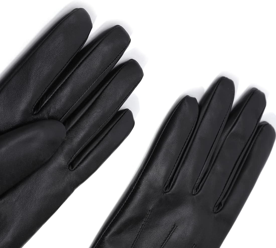 Harssidanzar Womens Winter Warm Cashmere Lining Touchscreen Texting Warm Driving Lambskin Leather Gloves GL017 - Image 5