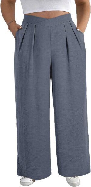 Eytino Womens Plus Size Wide Leg Pa...