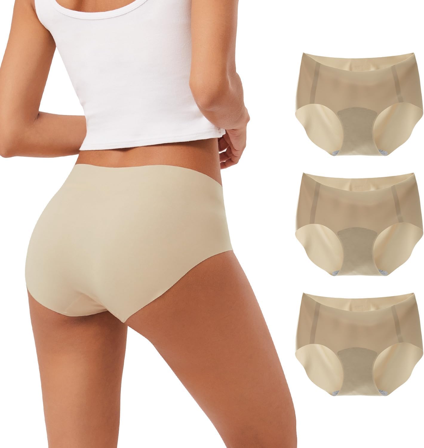 INNERSY Women's Seamless No Show Hipster Panties Invisible Light Underwear 3-Pack