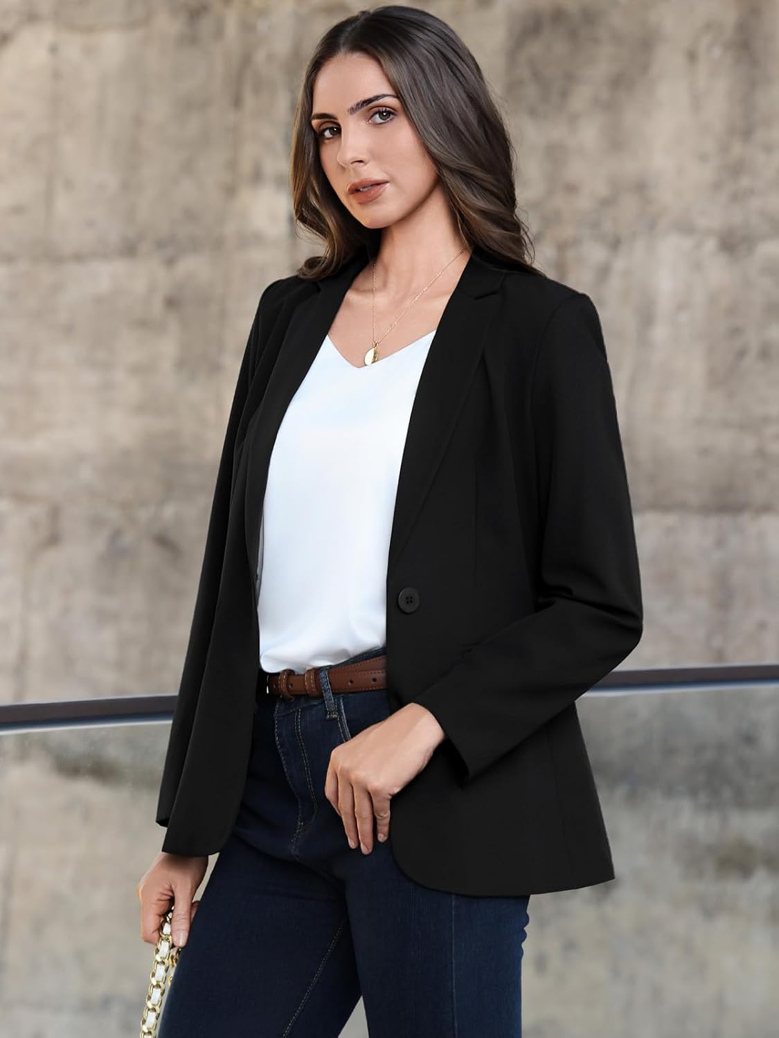Kelyaa Womens One Button Blazer Casual Open Front Long Sleeve Suit Jackets Business Work Office Blazers - Image 4