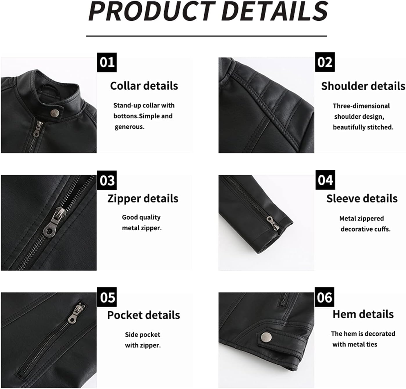 DEAR MODEL Faux Leather Jacket Women Bomber Jacket Women's Belted Motorcycle Jacket - Image 4