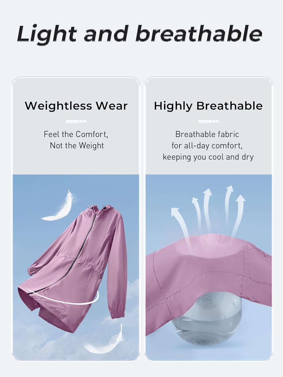 SaphiRose Women's Long Packable Raincoat Waterproof Rain Jacket Lightweight Outdoor Windbreaker with Hood - Image 4