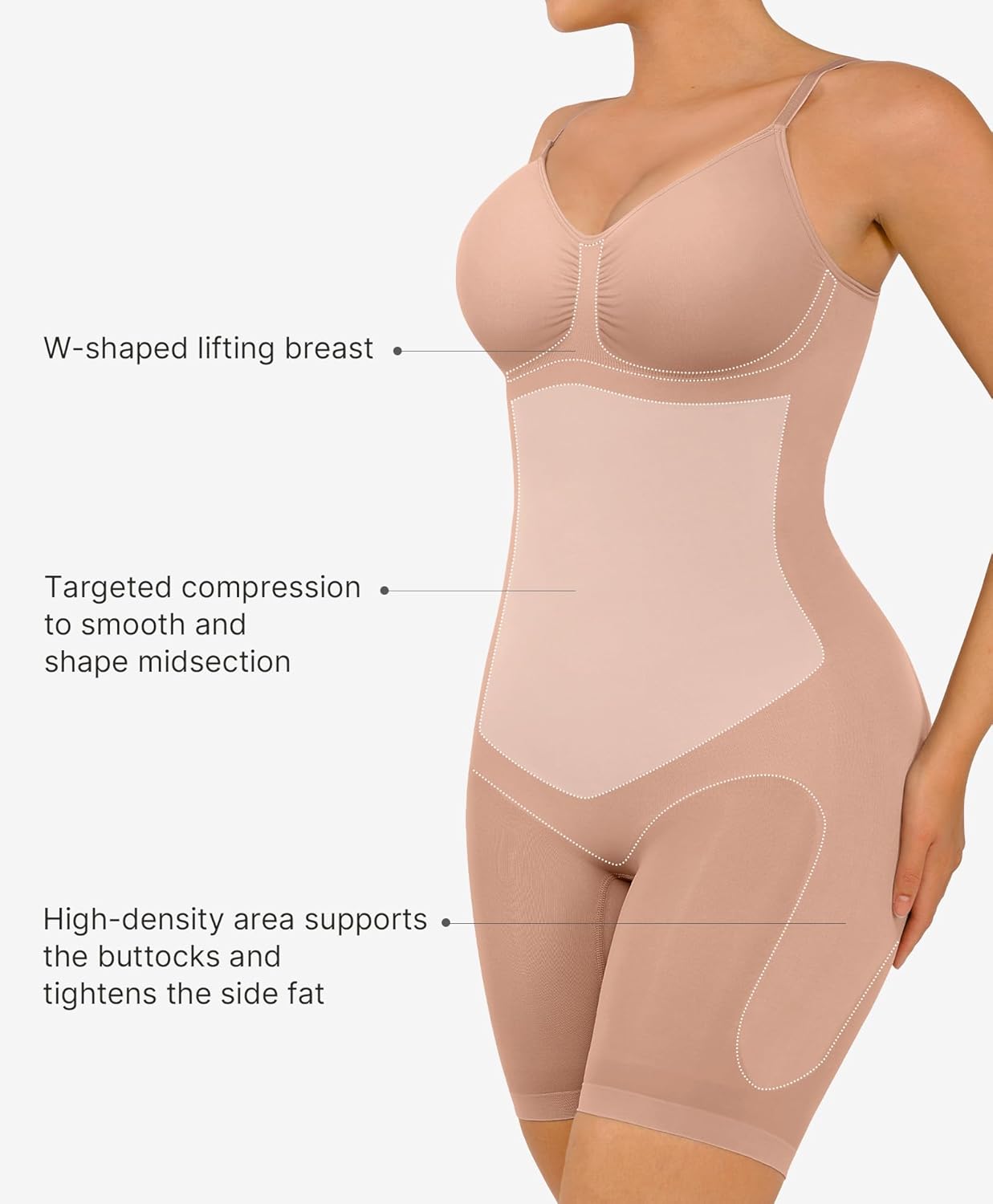 FeelinGirl Shapewear Tummy Control Seamless Bodysuit Hip Enhancer Body Shaper for Women - Image 3