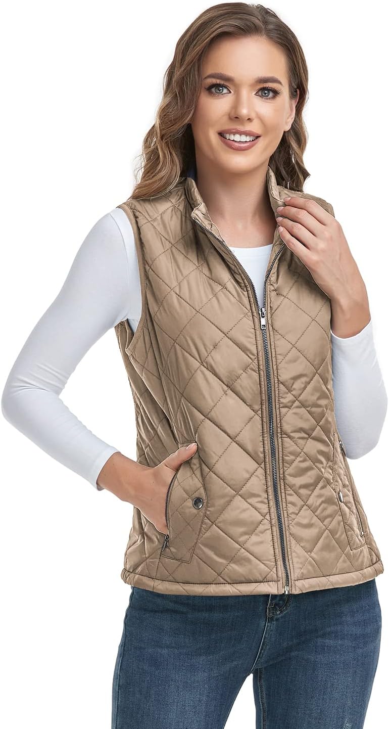 LONGKING 2025 Upgraded, Women's Outwear Vest With One Inner Pocket - Stand Collar Lightweight Zip Quilted Vest for Women - Image 5