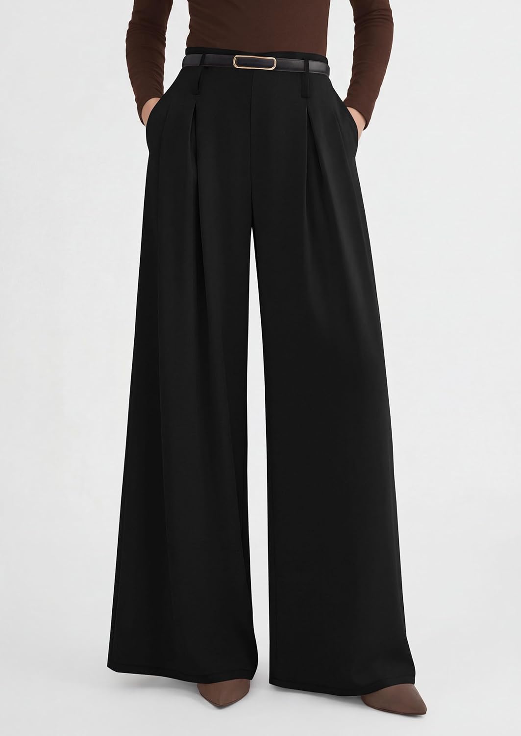 PRETTYGARDEN Womens Wide Leg Trousers 2026 Elastic High Waisted Dress Pants Pleated Slacks Flowy Business Work Palazzo Pants - Image 6