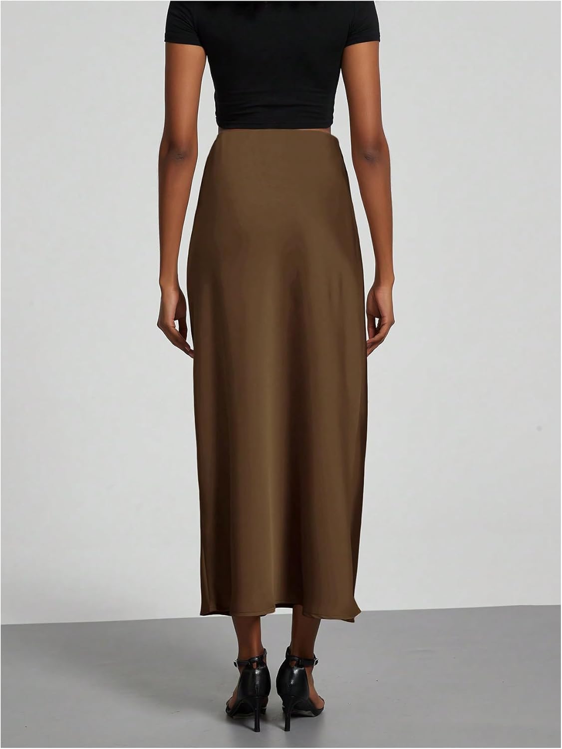 SOLY HUX Women's Elegant Satin Skirts High Waisted Flared Casual Work Office Fishtail Midi Skirt - Image 2
