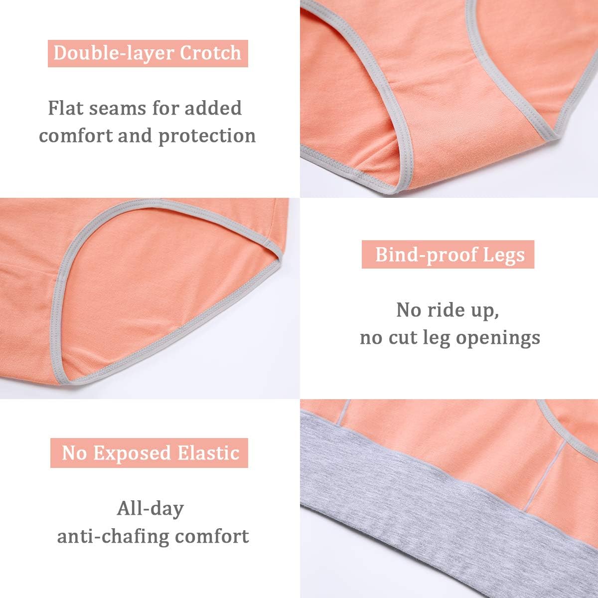 wirarpa Women's Cotton Underwear High Waist Breathable Briefs Soft Underpants Ladies Stretch Panties 4 Pack - Image 5