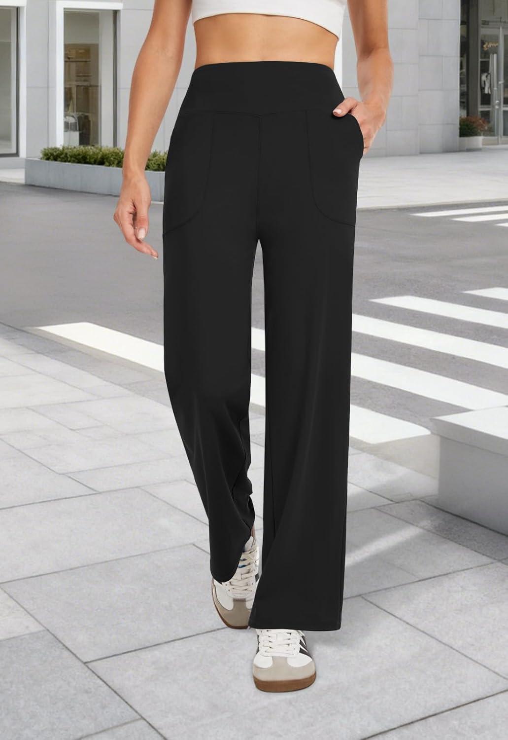 COPYLEAF Wide Leg Pants Woman High Waist Yoga Pants with Pockets Loose Stretch Dress Work Sweatpants Casual Lounge - Image 2