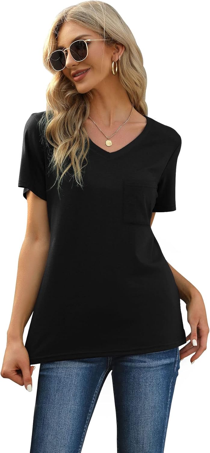 RUBZOOF Women's Short Sleeve Pajama Sets with Pockets Casual V Neck 2 Piece Lounge Sets S-3XL - Image 4
