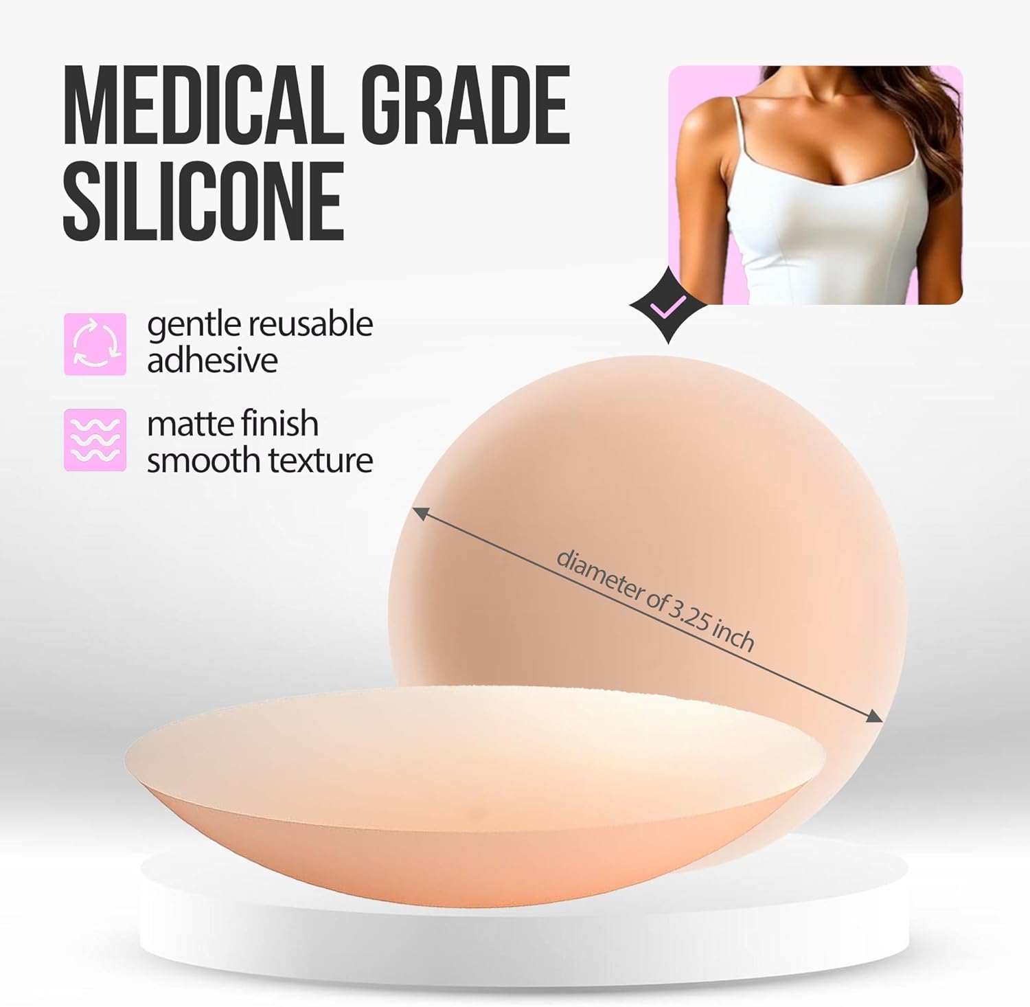 Go Nipless Pasties For Women - Reusable Silicone Nipple Covers, Breast Petals For Women, Nipple Pasties - Image 7