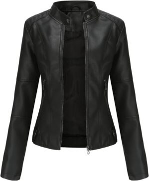 DEAR MODEL Faux Leather Jacket Wome...