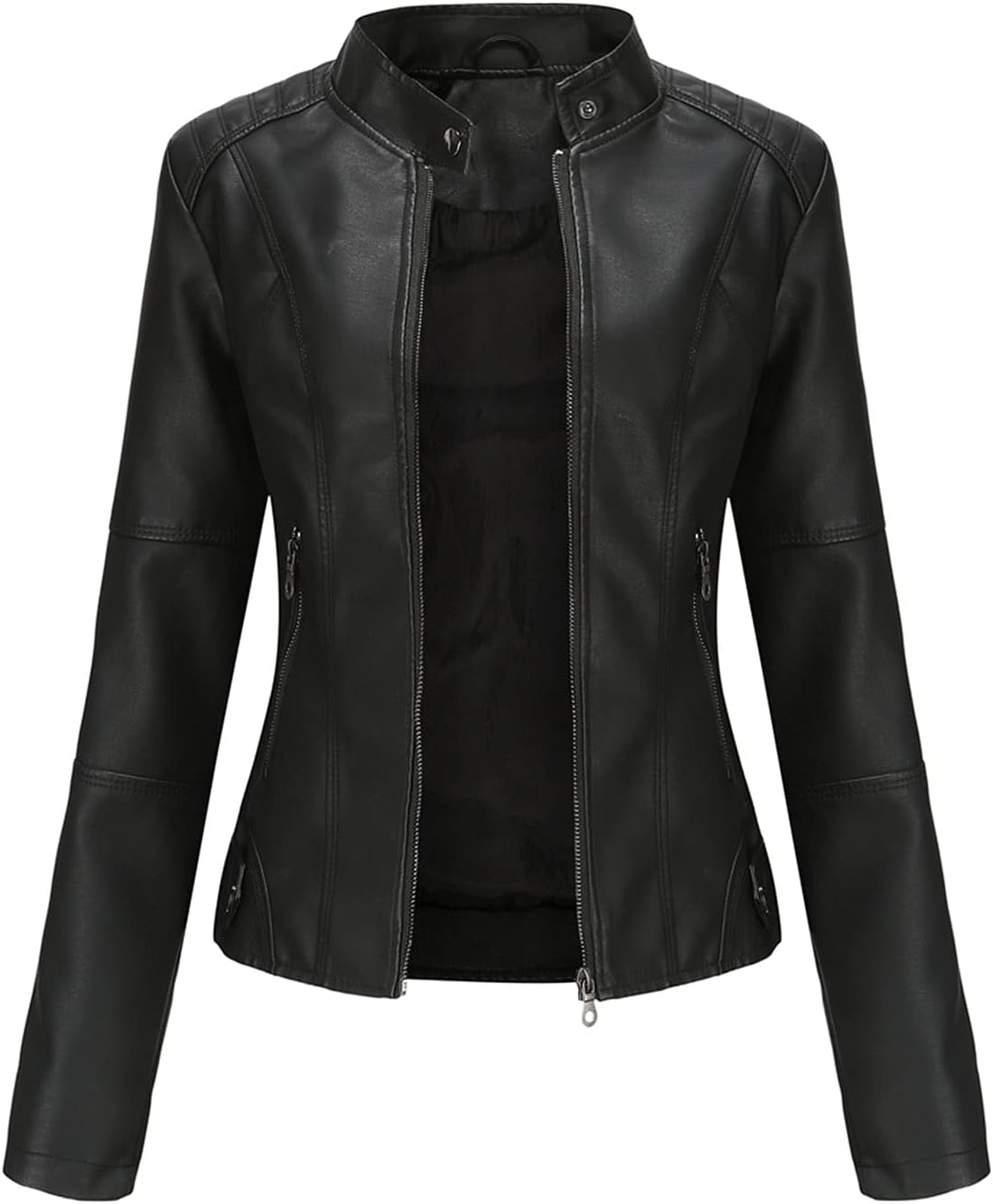 DEAR MODEL Faux Leather Jacket Women Bomber Jacket Women's Belted Motorcycle Jacket