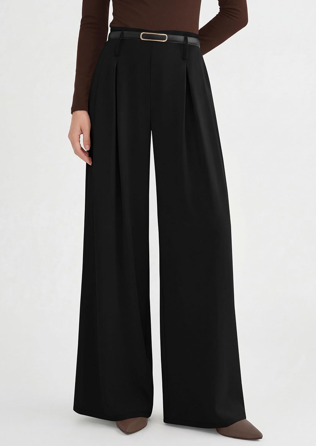 PRETTYGARDEN Womens Wide Leg Trousers 2026 Elastic High Waisted Dress Pants Pleated Slacks Flowy Business Work Palazzo Pants - Image 5