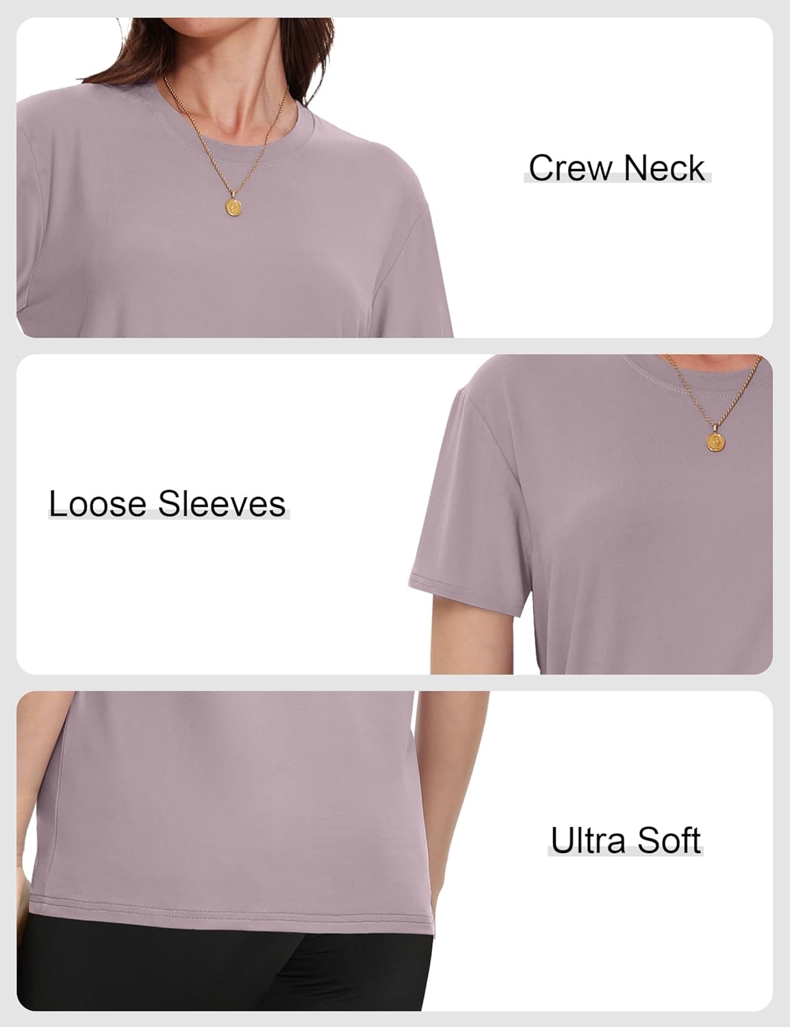 Kinglaman 4 Pack Women Basic T Shirts Tees, Workout Gym Loose Fit Crew Neck Short Sleeve Tshirts Casual Tops - Image 5