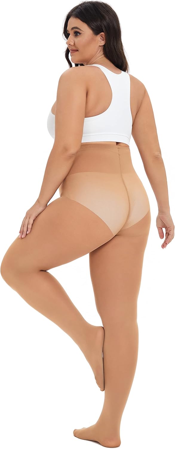 CozyWow Plus Size Tights for Women 80D Soft Solid Color Semi Opaque Pantyhose High Waist 1X 2X 3X 4X - Image 3