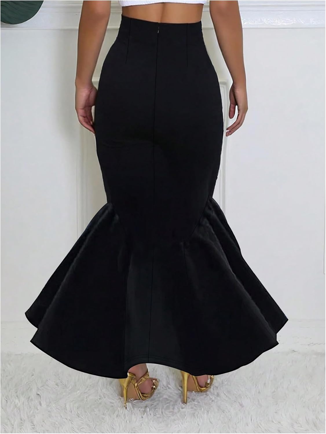 GORGLITTER Women's Ruffle Bodycon Maxi Skirts Fishtail High Waisted Pencil Long Going Out Skirts - Image 2