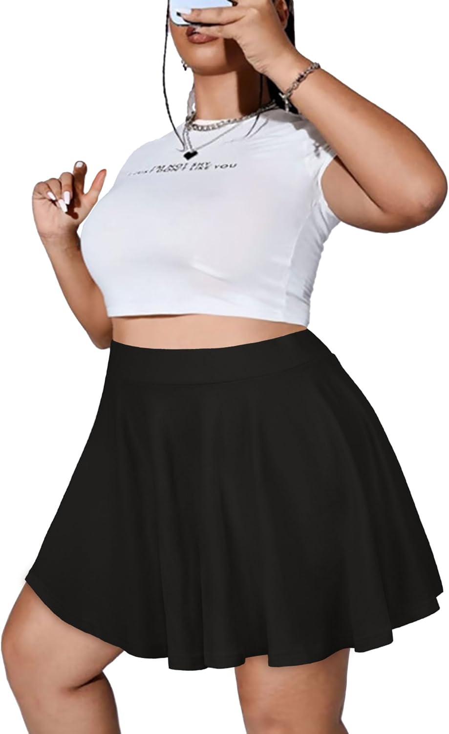 JOELLYUS Plus Size Skirts for Women Summer Pleated Mini Skirt Casual Flowy High Waisted Womens Short Skirts 2026