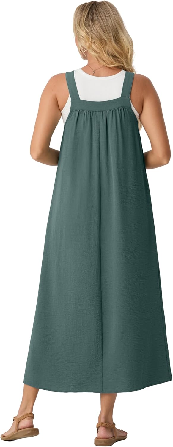 Lepunuo Summer Dresses for Women 2026 Casual Boho Overall Dress Adjustable Cover up with Pockets - Image 5
