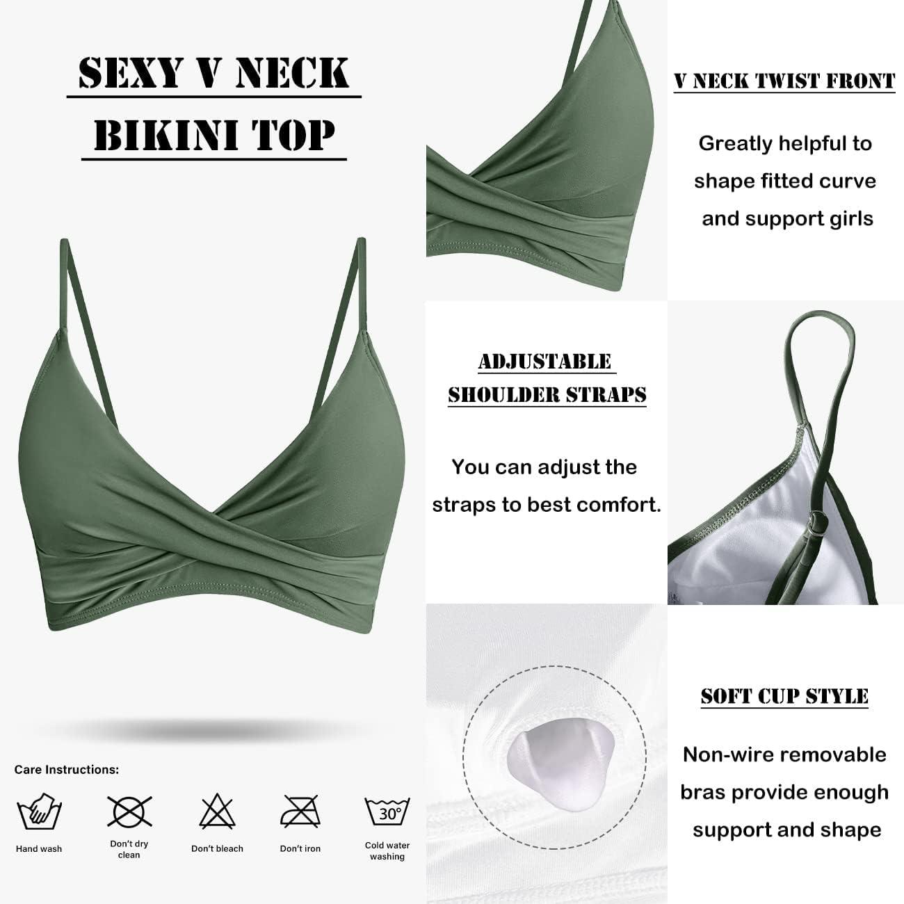 Amy Babe Women's High Waisted Bikini Sets Push Up Twist Front Spaghetti Straps Ruched Two Piece Swimsuit Bathing Suit - Image 4