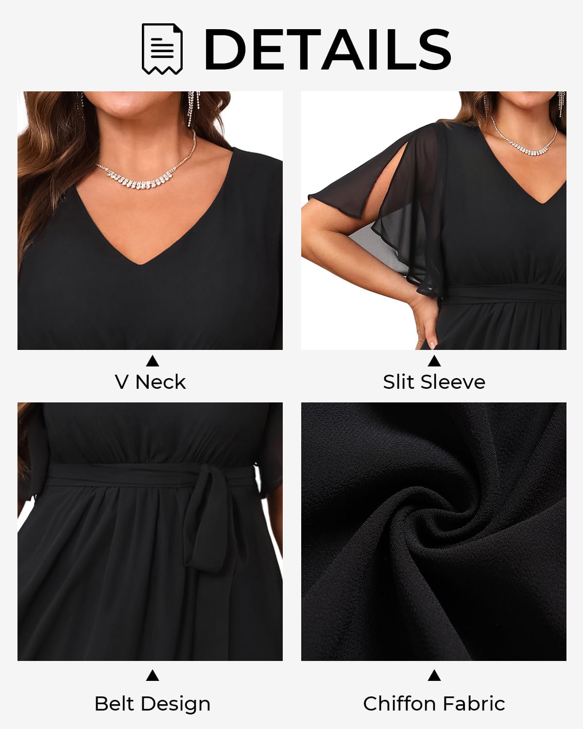 Talisea Plus Size Dresses Wedding Guest - Formal Cocktail Chiffon V Neck Short Sleeve High Low Dress Curvy Women - Image 5