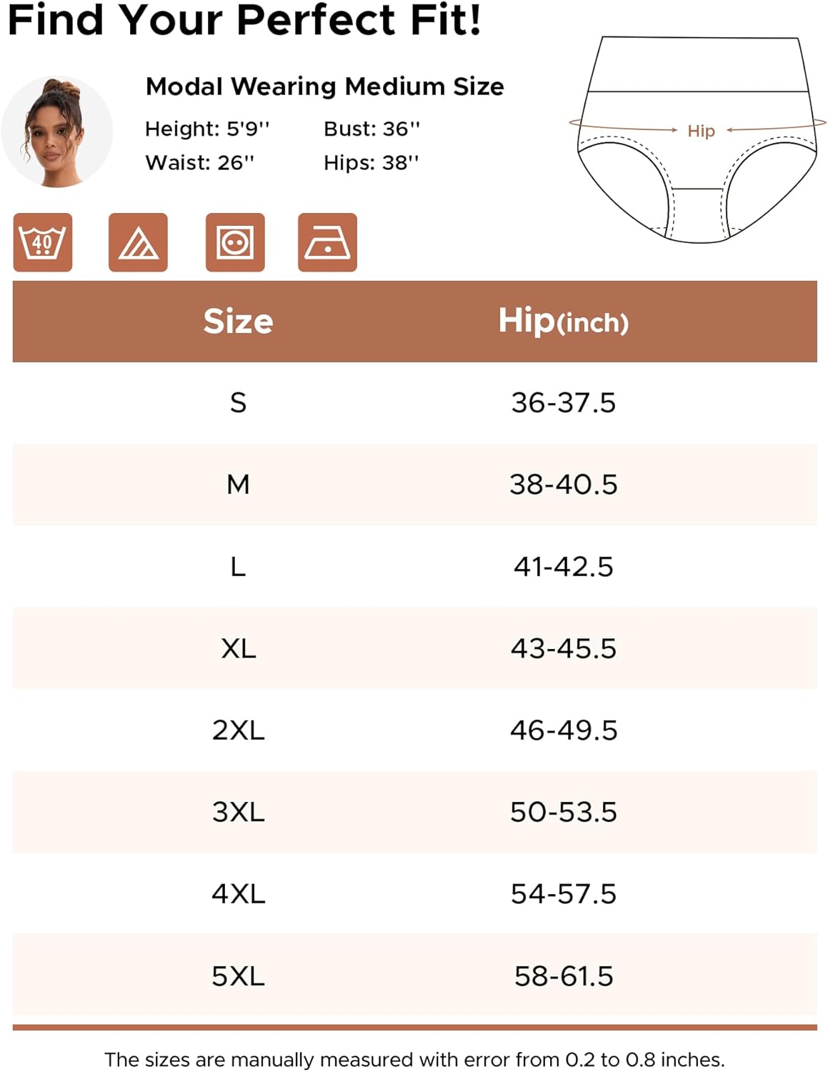 INNERSY Women's High Waisted Underwear Cotton Panties Regular & Plus Size 5-Pack - Image 6