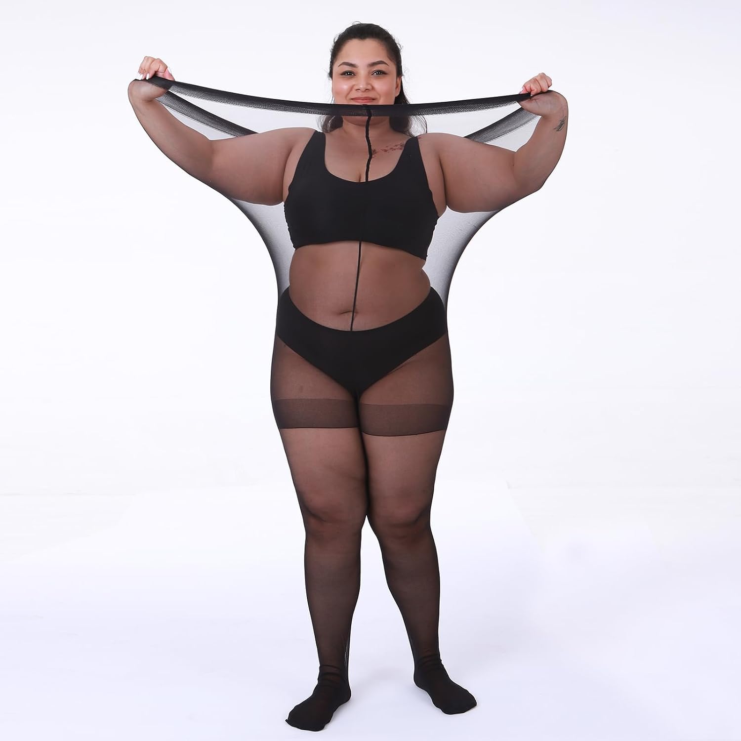 LADYFAN 3 Pairs Plus Size Women’s Sheer Tights 20D High Waist Control Top Pantyhose with Reinforced Toes - Image 2