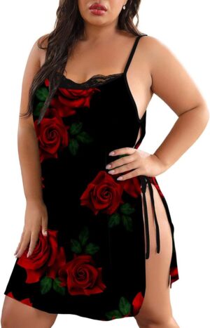 Women Plus Size Lace Babydoll Linge...