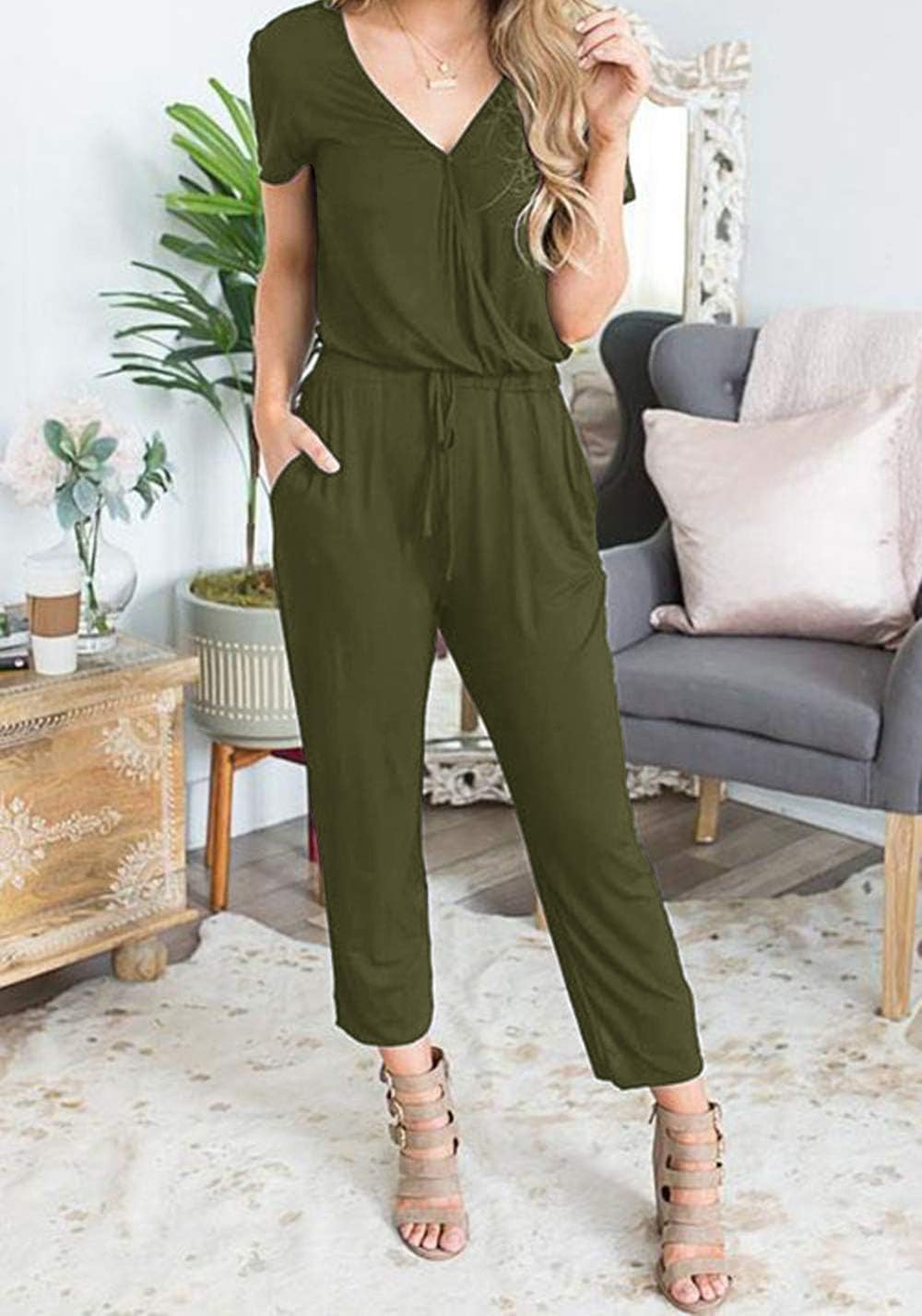 PRETTYGARDEN Jumpsuits for Women 2026 Spring Summer Casual Dressy Short Sleeve Romper Airport Vacation Travel Outfits - Image 2