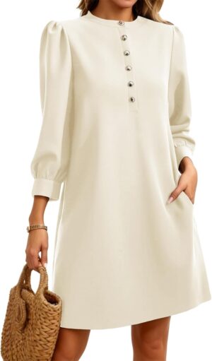 Wenrine Womens 3/4 Puff Sleeve Mini...