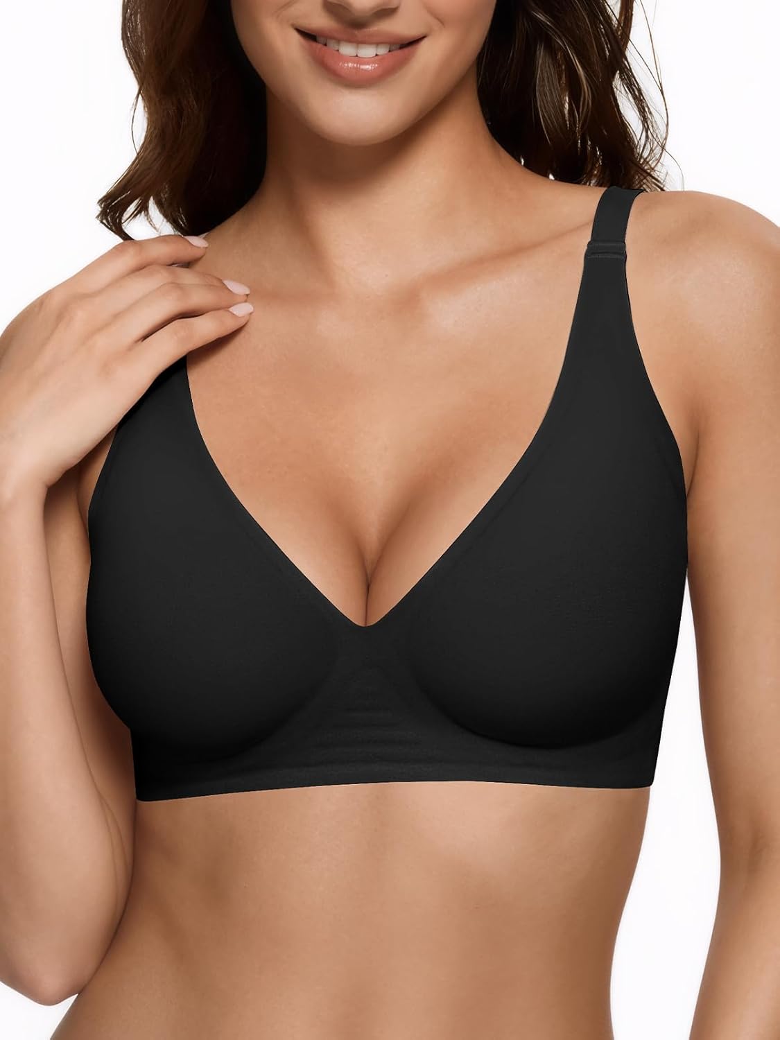 Womens Wireless Bras Comfort Push Up Bra No Underwire Bra Full Supportive Bralette Everyday Plunge Seamless Tshirt Bras