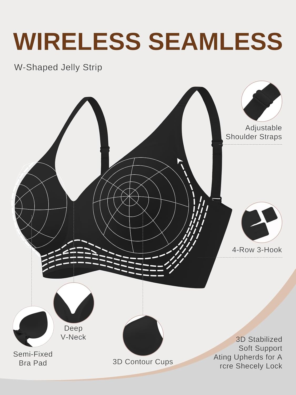 Womens Wireless Bras Comfort Push Up Bra No Underwire Bra Full Supportive Bralette Everyday Plunge Seamless Tshirt Bras - Image 6