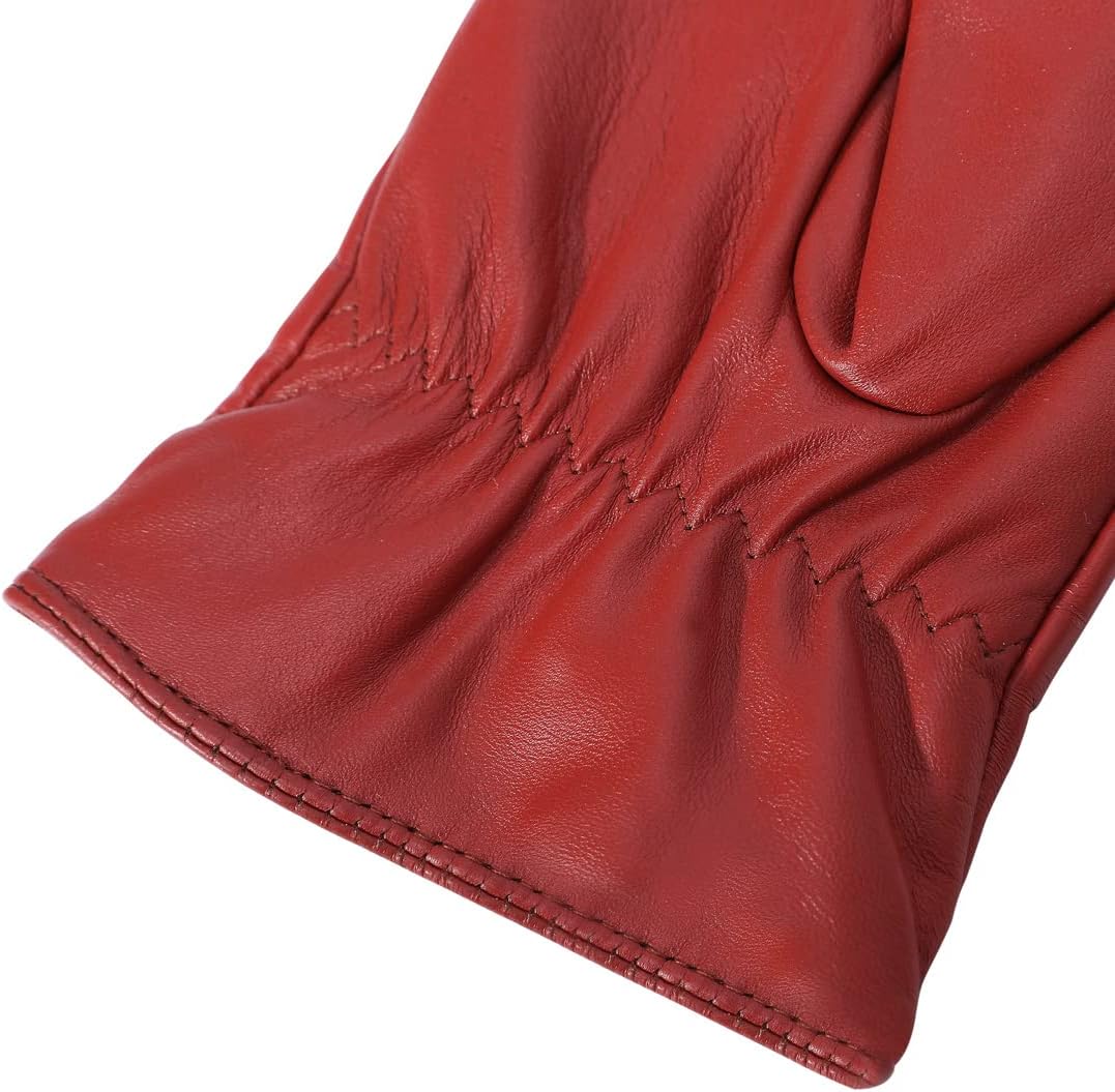 Harssidanzar Womens Winter Warm Cashmere Lining Touchscreen Texting Warm Driving Lambskin Leather Gloves GL017 - Image 5