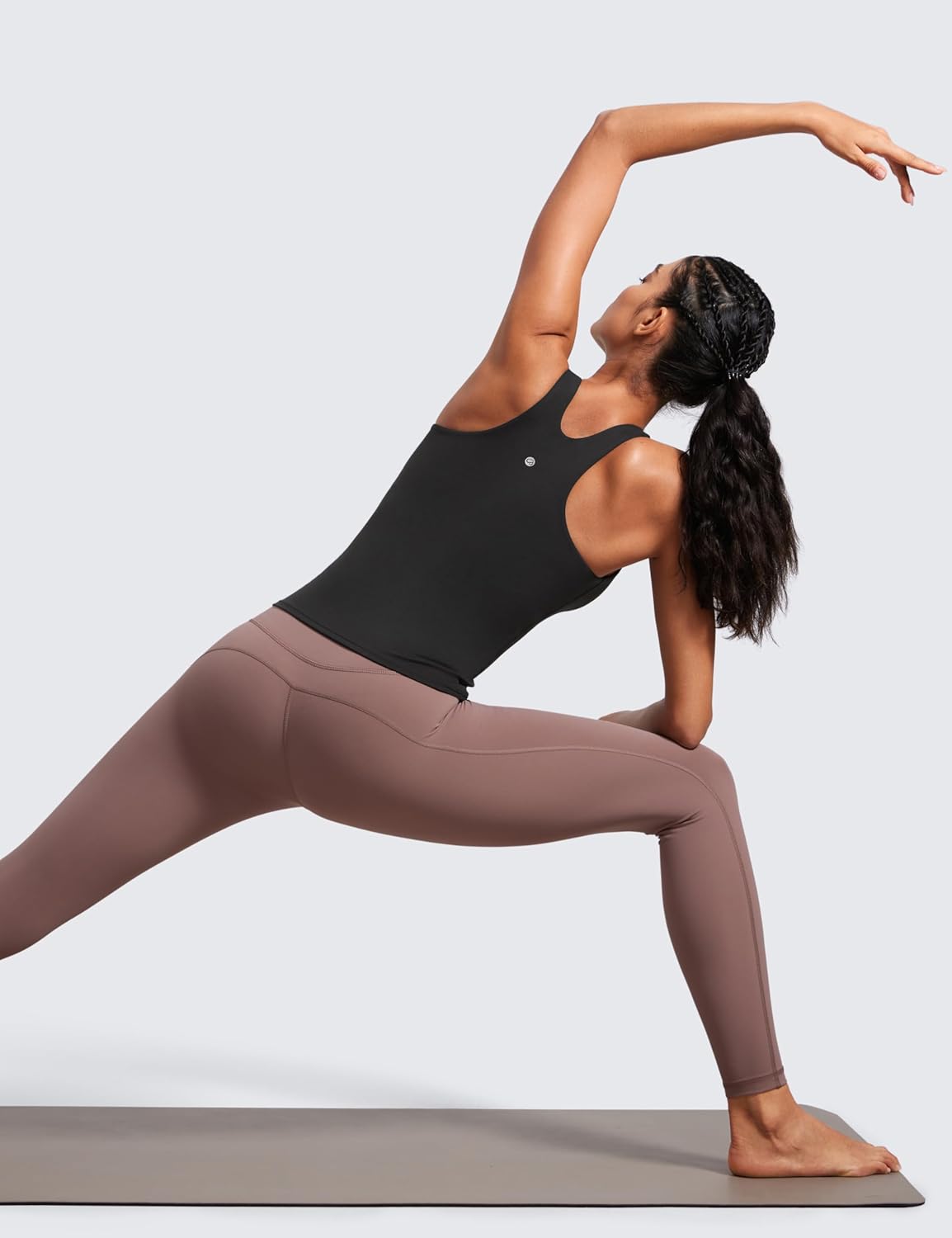 CRZ YOGA Butterluxe Workout Tank Tops for Women - Racerback Padded High Neck Yoga Athletic Shirt with Built in Bra - Image 3